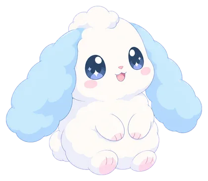 Puffbun, kelinci awan putih bertelinga kapas biru muda